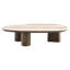 Table basse ovale, marbre naturel et brun