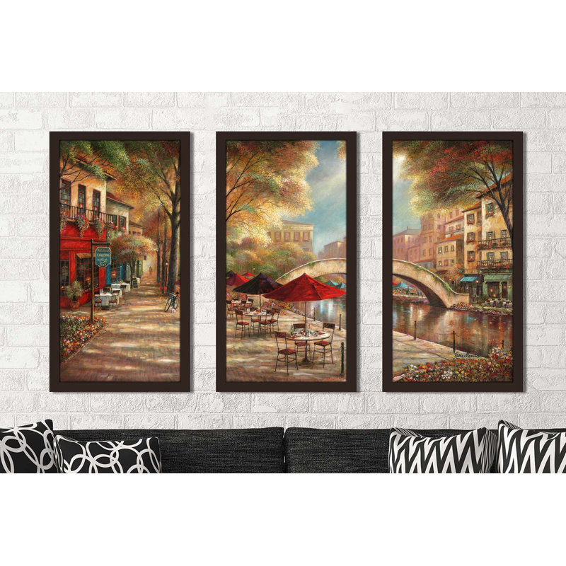 «Riverwalk Charm II», reproduction de peinture à l'huile à multiples images, L 52,5 po x H 33,5 po x P 1 po