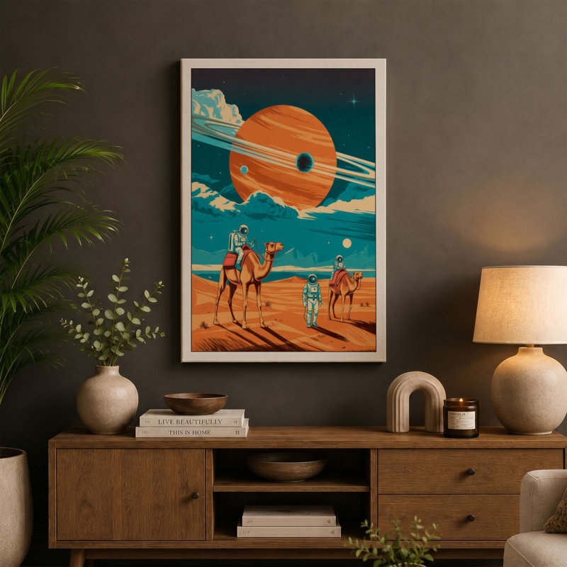 Desert Explorers Retro - Wrapped Canvas, 24x16 - 61.0 x 40.6 cm, Taupe Border