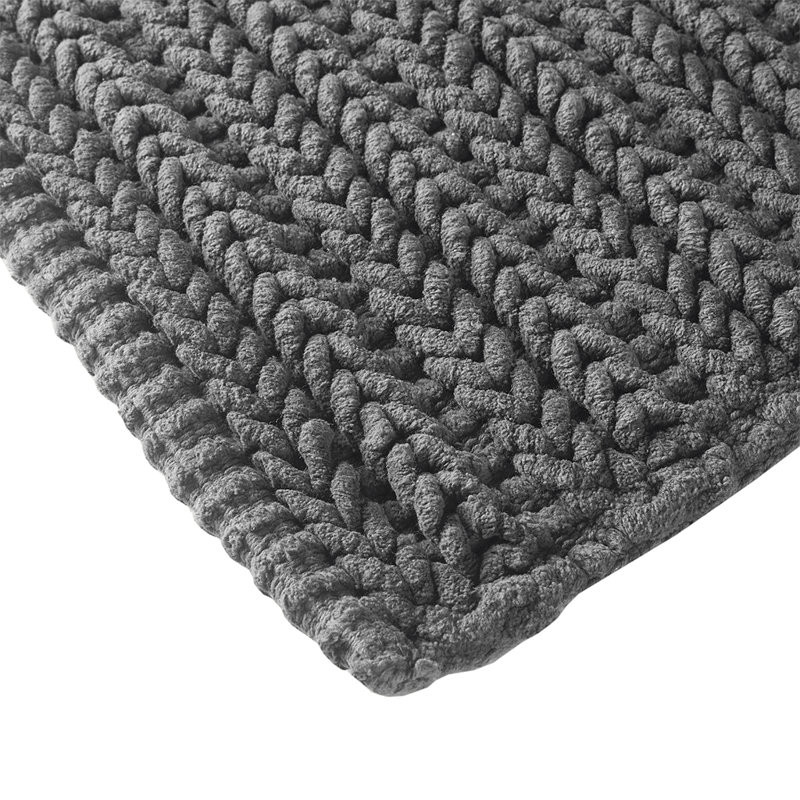 100% Cotton Chenille Chain Stitch Rug, 40" L x 24" W, Charcoal