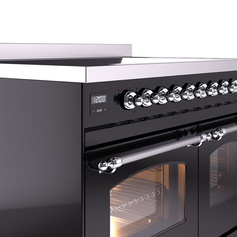 ILVE Nostalgie II 40 in Induction Range, Glossy Black/Chrome