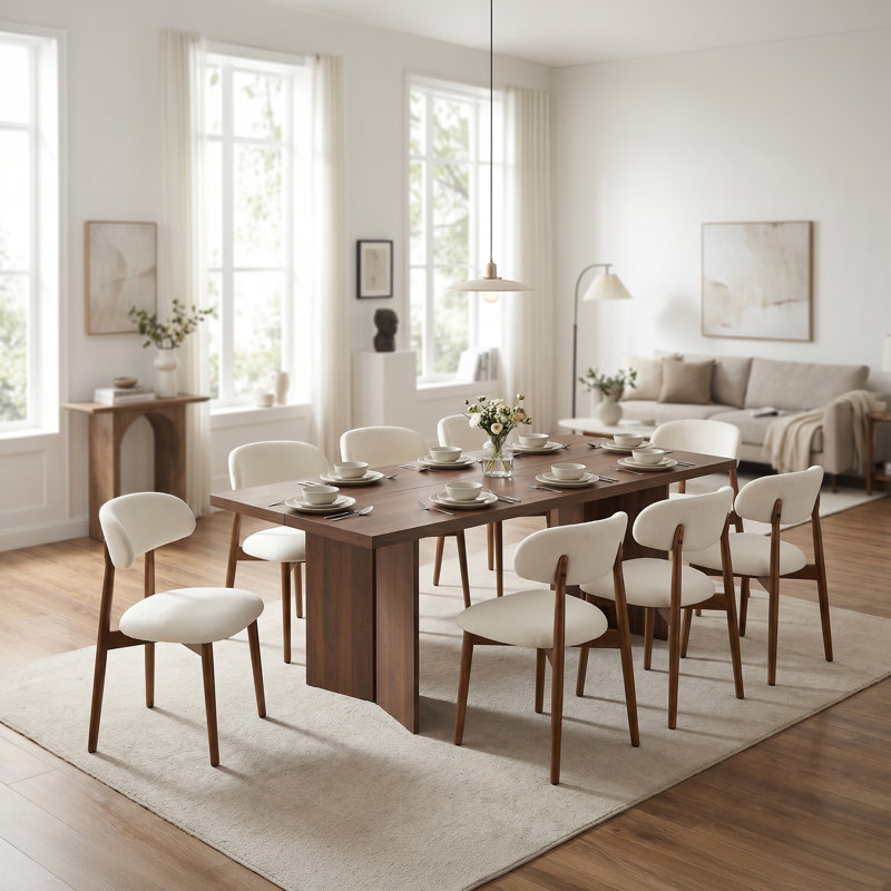 Table de salle à manger Amiliana, 9 pièces : table, 8 chaises, Noir / gris clair, H 29,53 po x l 63 po x P 31,5 po