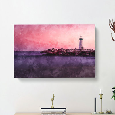 Lighthouse & Seascape Santa Cruz - Wrapped Canvas Painting