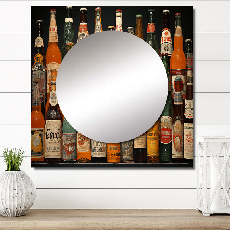 Bière à bière Collage VIII - grand miroir mural carré pour nourriture et boissons, 36 po x 36 po