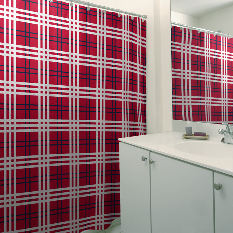Plaid Shower Curtain Set, Rouge / bleu nautique / blanc