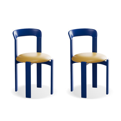 Yellow+Blue Solid back side Chair(Set of 2)