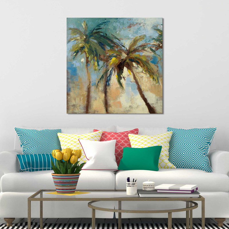 «Island Morning Palms», reproduction de peinture acrylique, H 18 po x l 18 po x P 1 po, Toile tendue