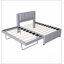 Lit plateforme double avec lit gigogne réglable, gris, pour un confort et une polyvalence accrus