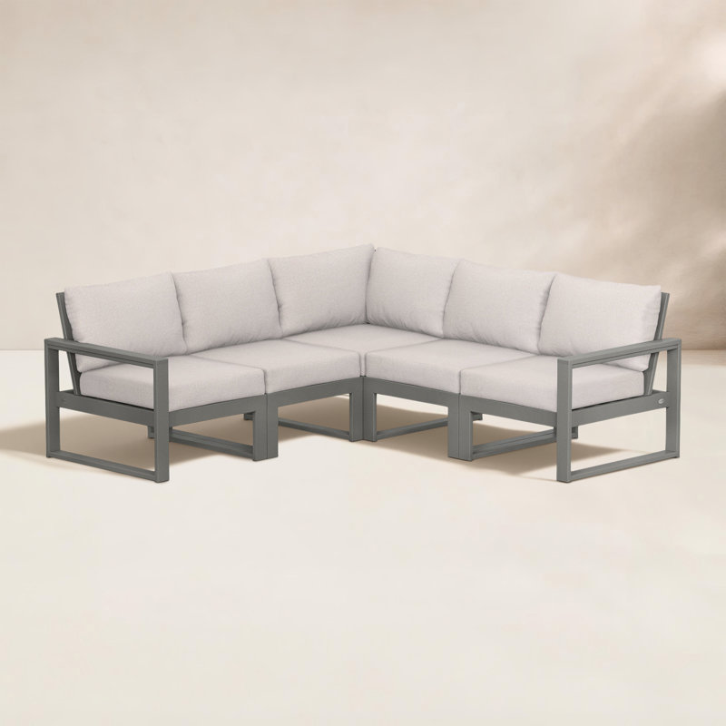 POLYWOOD® Edge 85" Patio Sectional, Grey Mist, Slate Grey