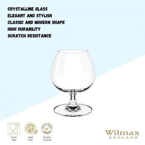 Wilmax Glassware 410ml Cognac Crystal Glassware Set