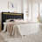 Modern Upholstered Bed Frame With RGB LED Lights, Charging Station & Geometric Wingback Headboard-523539472-523539500