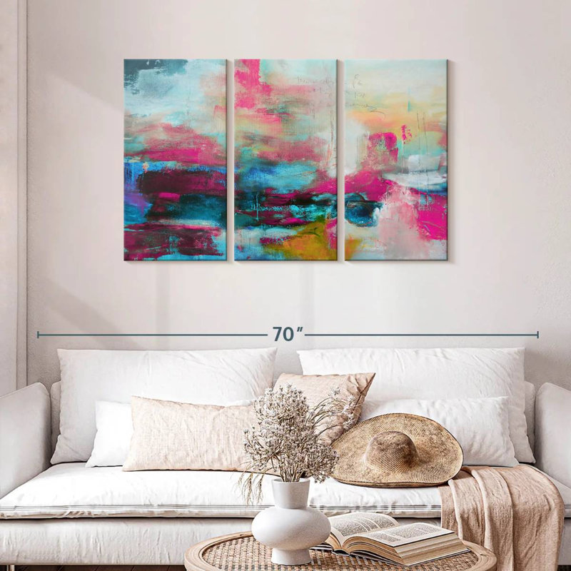 Avery Abstract Pink Aqua, 28" H x 45" W