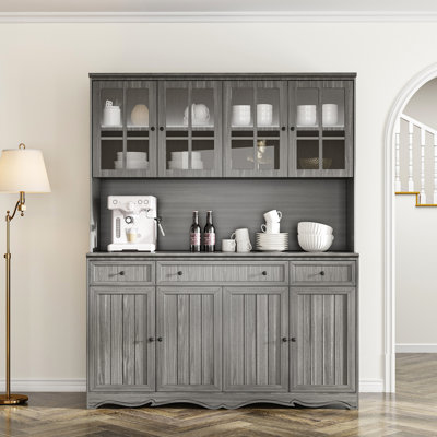 75.9" H Large Dining Hutch With Cabinet + Drawer by Lark Manor