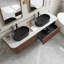 Meuble-lavabo mural de 72 pouces avec lavabo double ovale noir à rayures et tiroirs de rangement-381137888-381137900-381137903