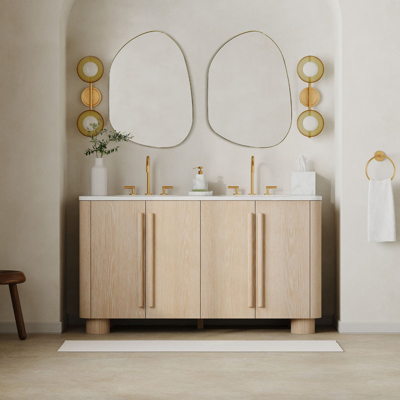 Miroir mural Bertlinde, 26 po x 36 po, Or brossé