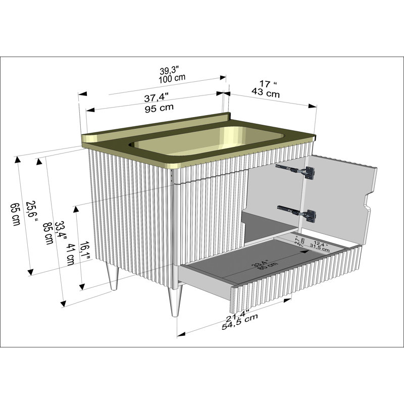 Sahra Single Bathroom Vanity with Ceramic Basin, 100cm, White