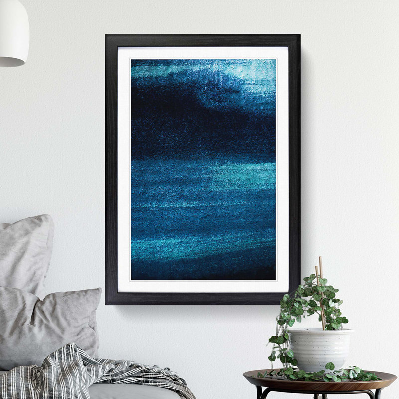 Midnight Blue in Abstract - Picture Frame Graphic Art Print, Black Framed, 65cm H x 48cm W x 2cm D