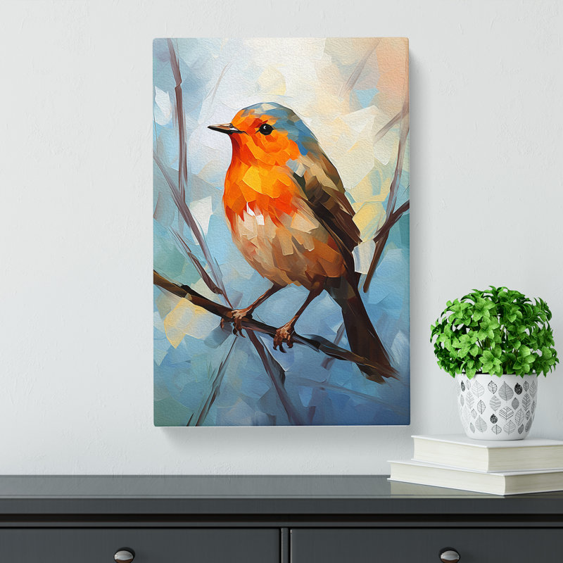 Robin Bird Cubism No.2 - Print, 76cm H x 50cm W x 3cm D