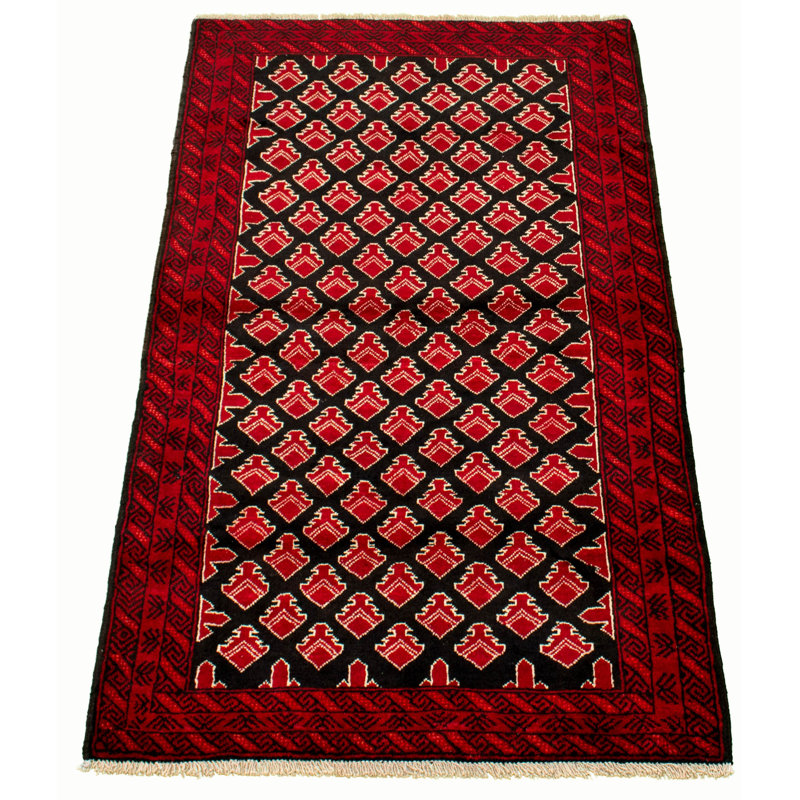 One-of-a-Kind 3'7" x 6'4" 1980s Rectangle Wool Area Rug in Red