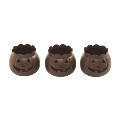 Jack-O-Lantern Candle Holder Set of 3 - 3x3.5x3.5