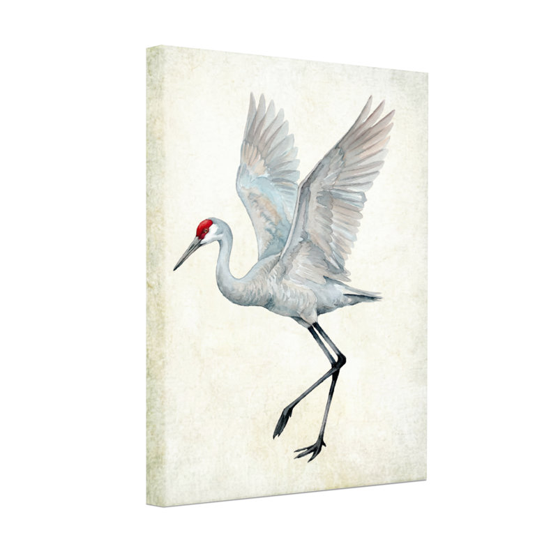 Animaux, grue du Canada en vol, aquarelle, H 40 po x l 28 po