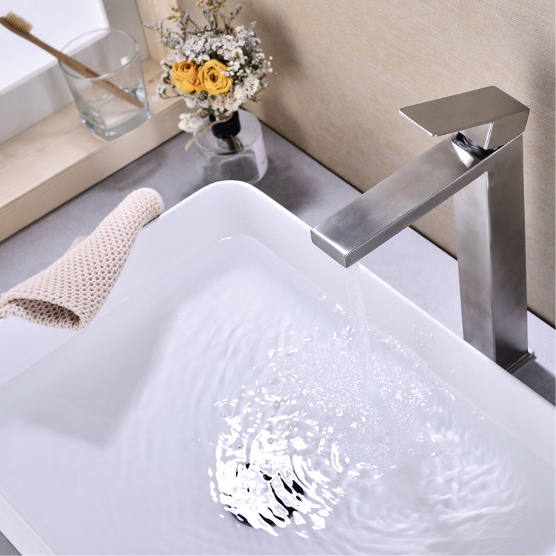 Contemporary Bathroom Tap In Brushed Nickel - Enhances Function And Style Single Hole Faucet Smooth Straight Flow With Splash- Aerator