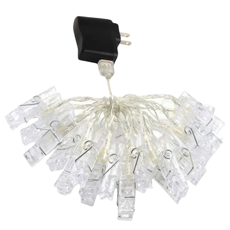  40 LED Photo Clip String Lights – 14ft Clear Cable with Large Clips for Bedroom & Dorm Décor