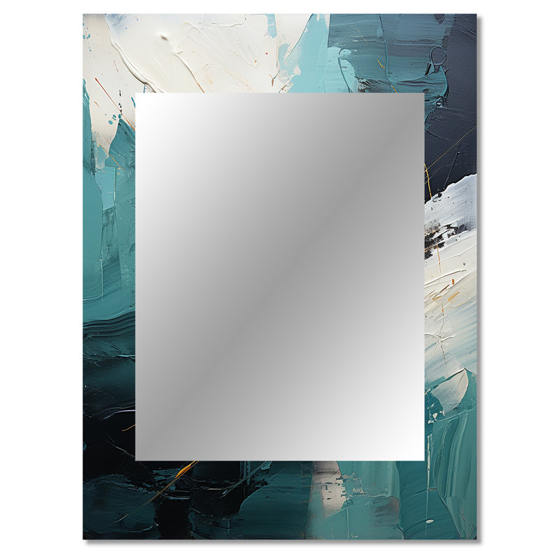 Gold and green white marble waterfall II - Abstract Painting Unique Mirror, Gold Large Wall Mirror, Printed Metal Art