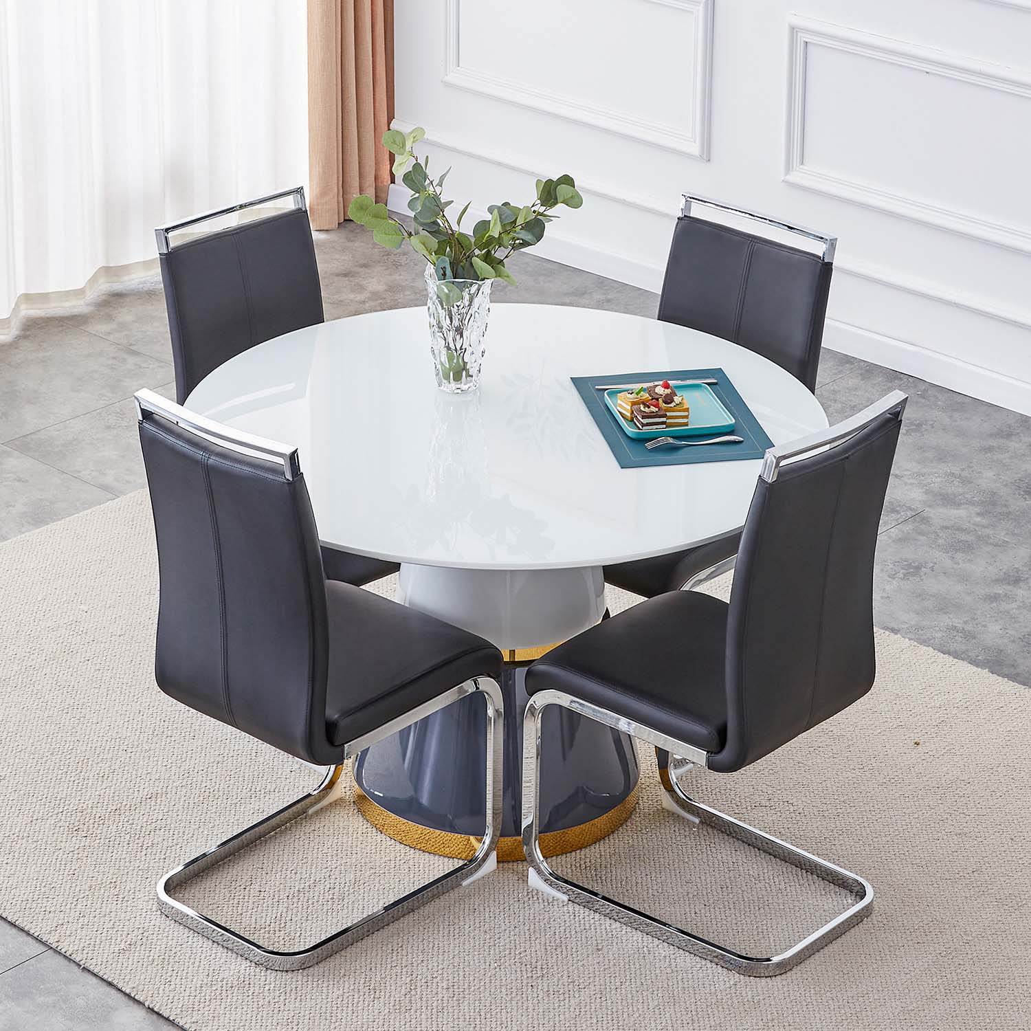 Ivy Bronx Jalycia Round Glass Dining Table Wayfair