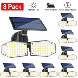 15-Watt Solar Motion Sensor Light Outdoor 78 Leds Security Flood Lights For Front Door Yard Garden (8 Pack))