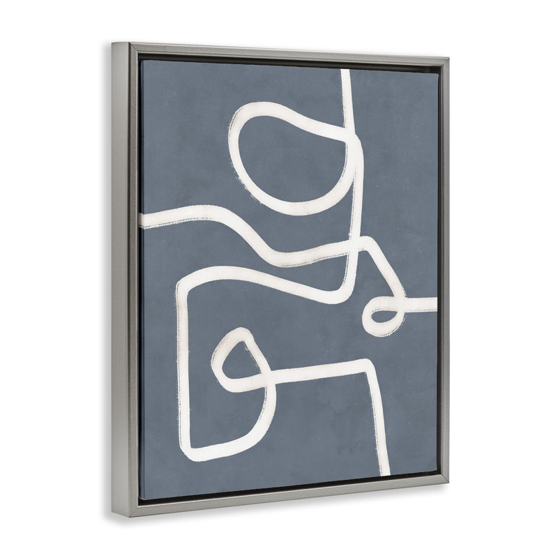 Art mural «Free Line on Blue Floater» par Nina Blue, H 31 po x l 25 po, Cadre flottant gris lustré