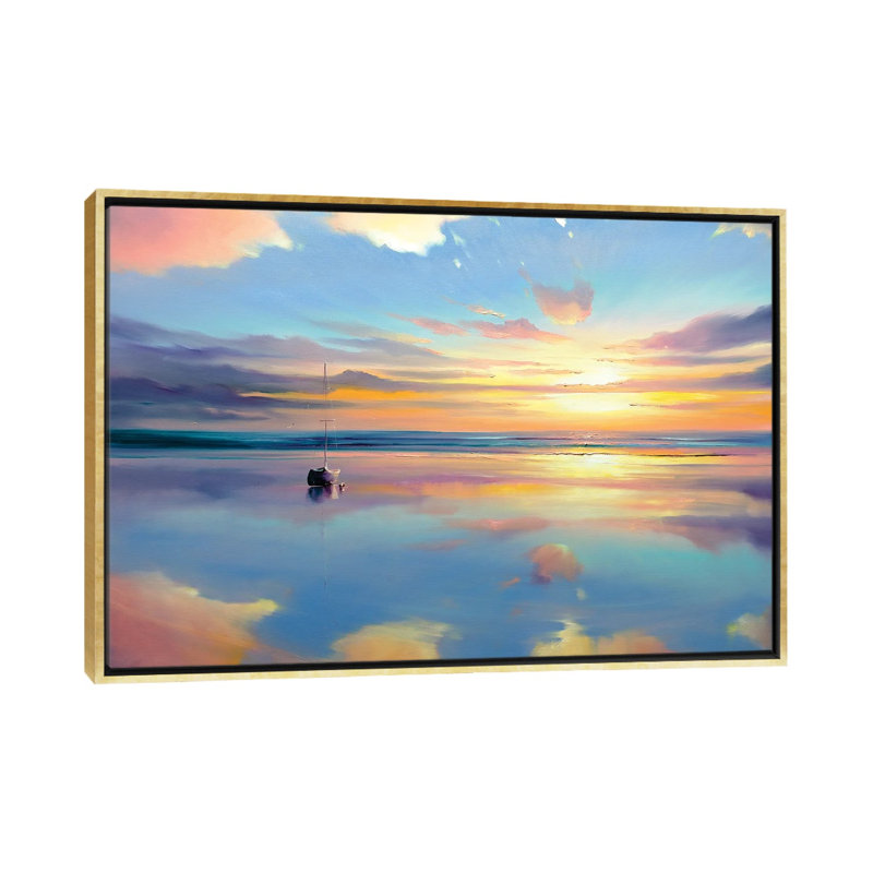 Where Sky Meets Water, 40" H x 60" W x 1.5" D, Gold Floater Framed Canvas