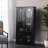 Window Pane Media Cabinet  Black-1139214510