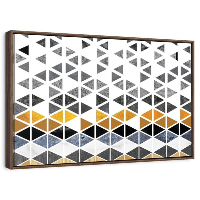Triangle Geometric Patterns, Floating Frame Walnut, 43" X 29"