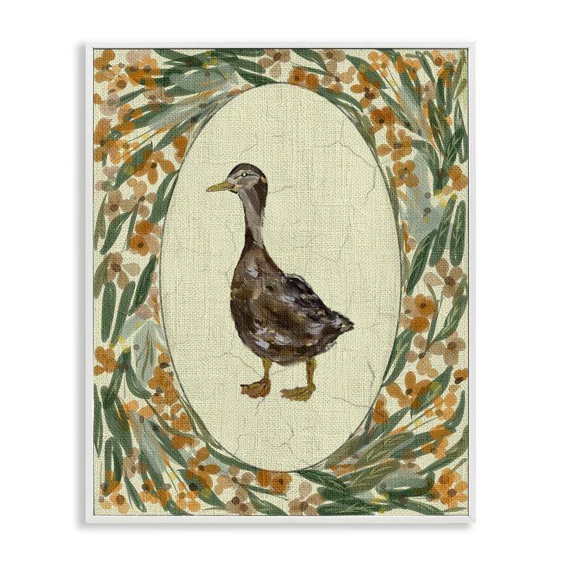 Giclée traditionnelle de style canard, encadrée par Yen, H 14 po x l 11 po, Estampe numérique encadrée blanc bord de mer