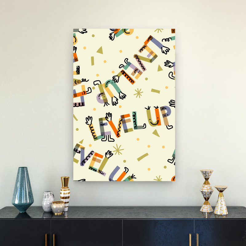 Playful Level Up Abstract Colorful Playful Wall Art Print 1 Piece Wrapped Canvas Wall Art, 91.44cm H x 60.96cm W