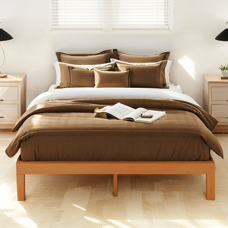 Structure de lit en bois, structure de lit plateforme en bois avec lattes de soutien pour la chambre à coucher, Très grand