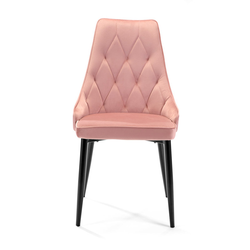 Narrows 46cm H Tufted Velvet Upholstered Upholstered Back Side Chair in Pink
