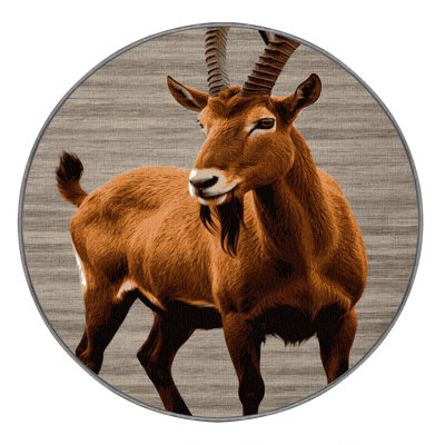 Washable Markhor Wildlife Area Rug