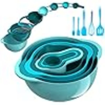 Ensemble de bols à mélanger 13 pièces, ensemble d'accessoires de camping pour camping-car, gadget de cuisine pour appartement, rangement facile, grandes tasses à mesurer, passoire et grand grattoir, parfait pour la cuisine et la pâtisserie, sans BPA