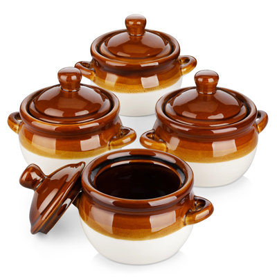 Soup Bowls With Handles And Lids, 22 Oz - Oven Safe Bowls, Set Of 4