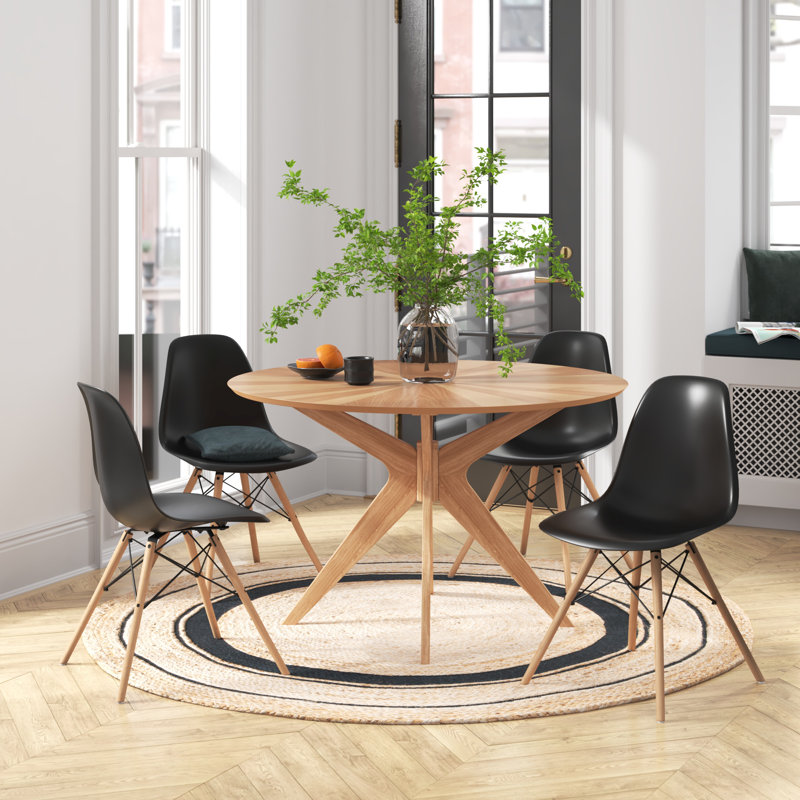 Jordan 5-Piece Pedestal Dining Set, Black, Natural, Natural