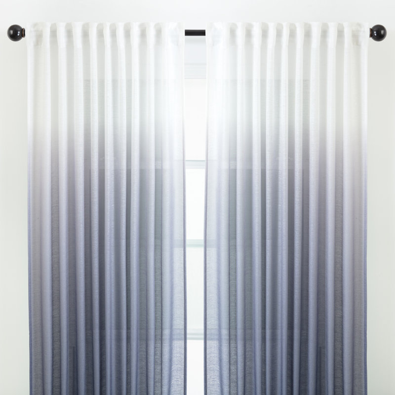 Rideaux semi-transparents avec passe-tringle Carolie, L 52 po x L 63 po, Gris bleu