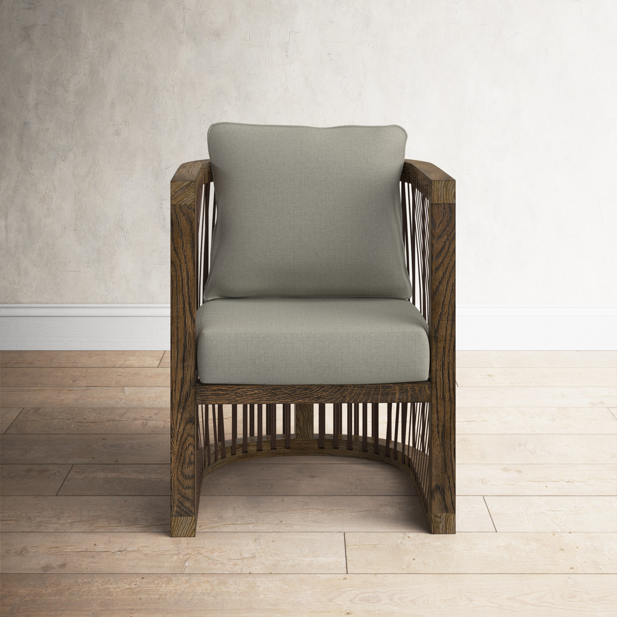 Sinbad Upholstered Accent Chair, Beige Linen Blend