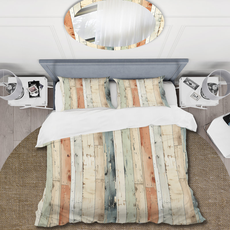 Rustic Planks Harmony Patchwork Duvet Cover, King Duvet Cover + 2 King Shams