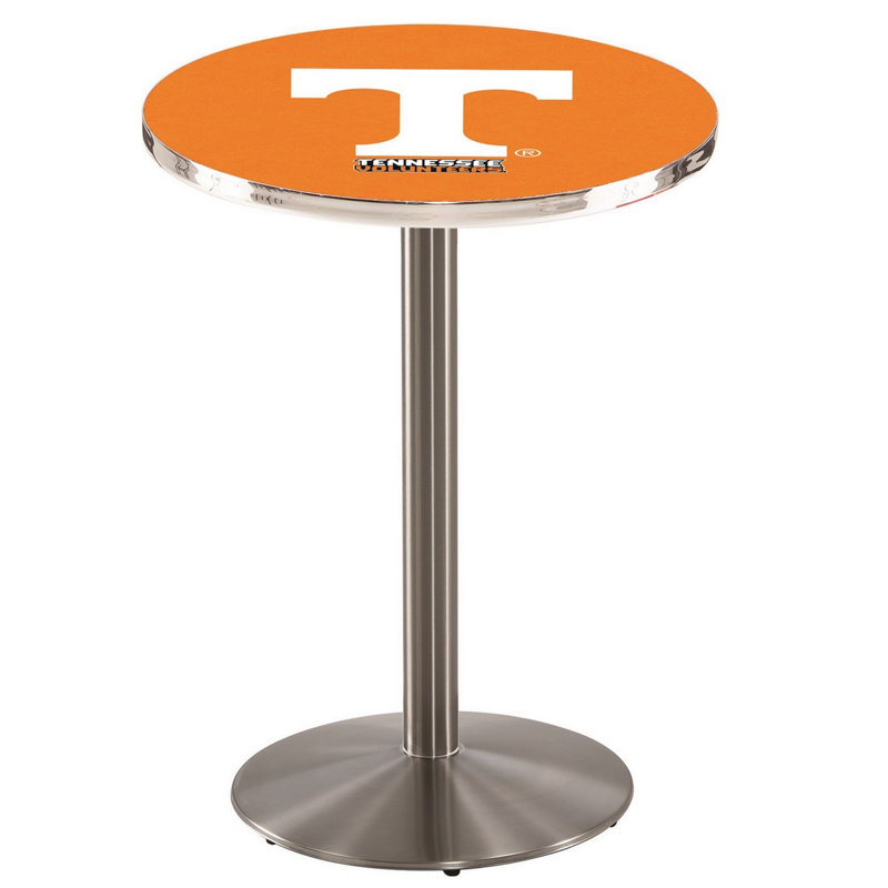 Round Metal Base Dining Table, Stainless Steel, University of Tennessee