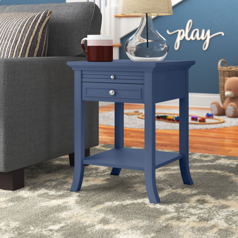Table de bout avec rangement Carbin, Bleu de cobalt
