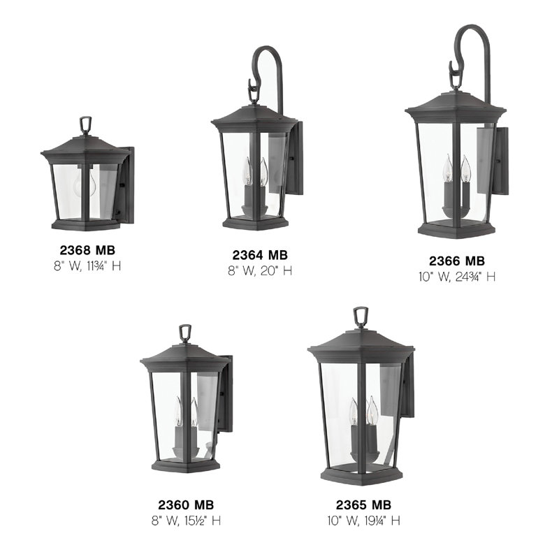 Bromley 2-Light Outdoor Wall Lantern, 20" H x 8" W x 9.8" D