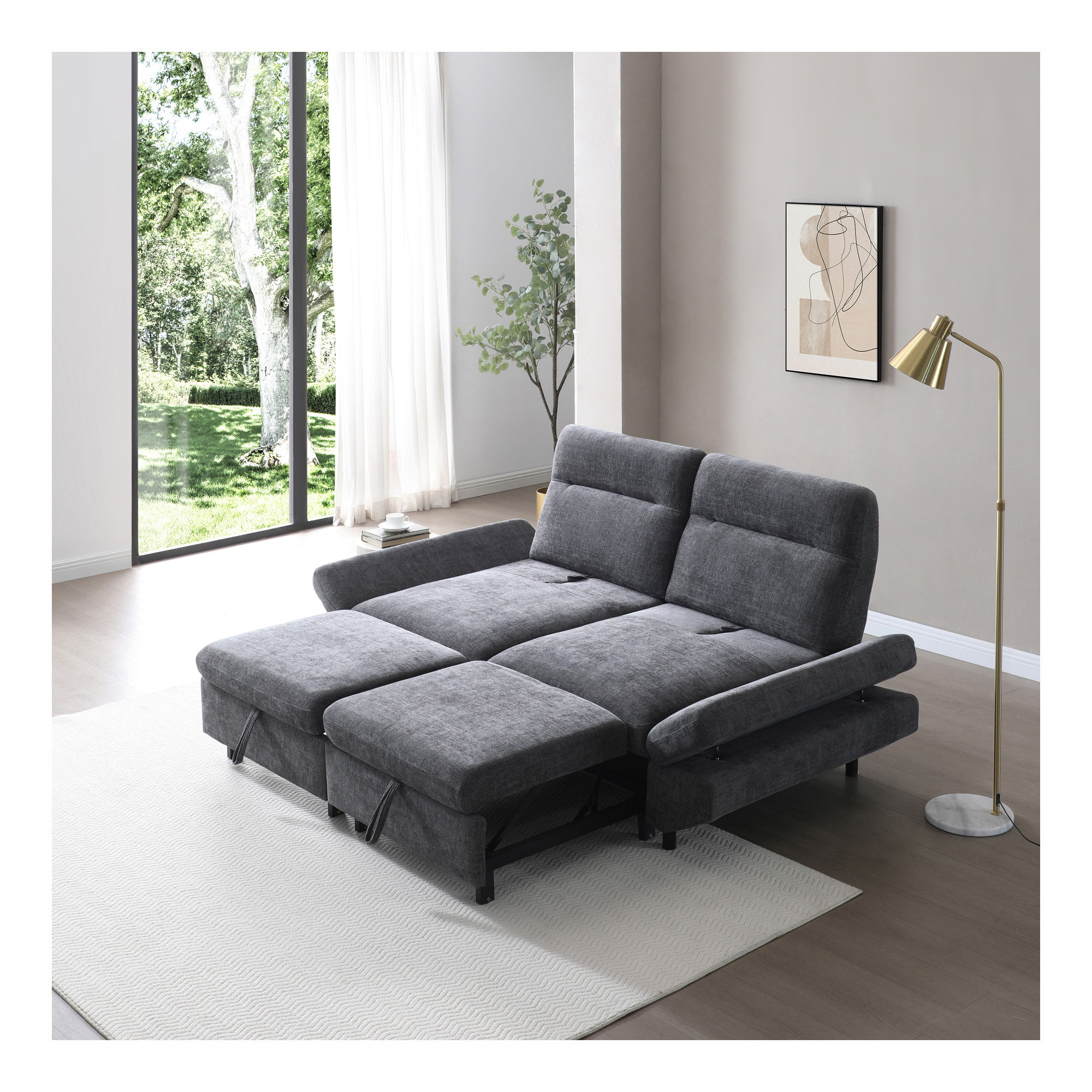 Hokku Designs Sleeper Sofa Bed 3 in 1 Pull-Out Convertible Sofa Bed ...