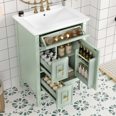 Meuble-lavabo moderne avec tiroir rabattable et rangement ajustable